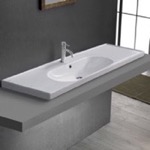 CeraStyle 043600-U/D Drop In Bathroom Sink, White Ceramic, With Counter Space